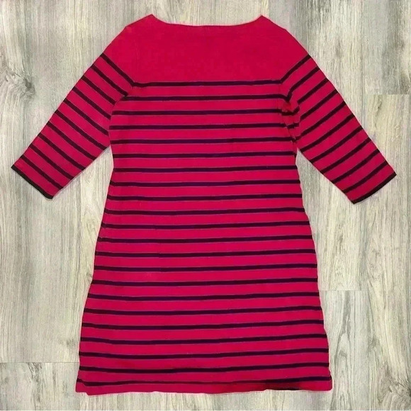 L.L. Bean Mariner Stripe Tunic Sweatshirt Dress Cotton 3/4 Sleeve Size L Petite - Picture 5 of 5